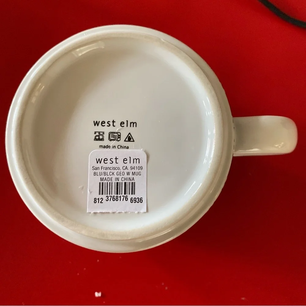 West Elm | W Geo Mug| Art Deco| Blue, Black, Gold